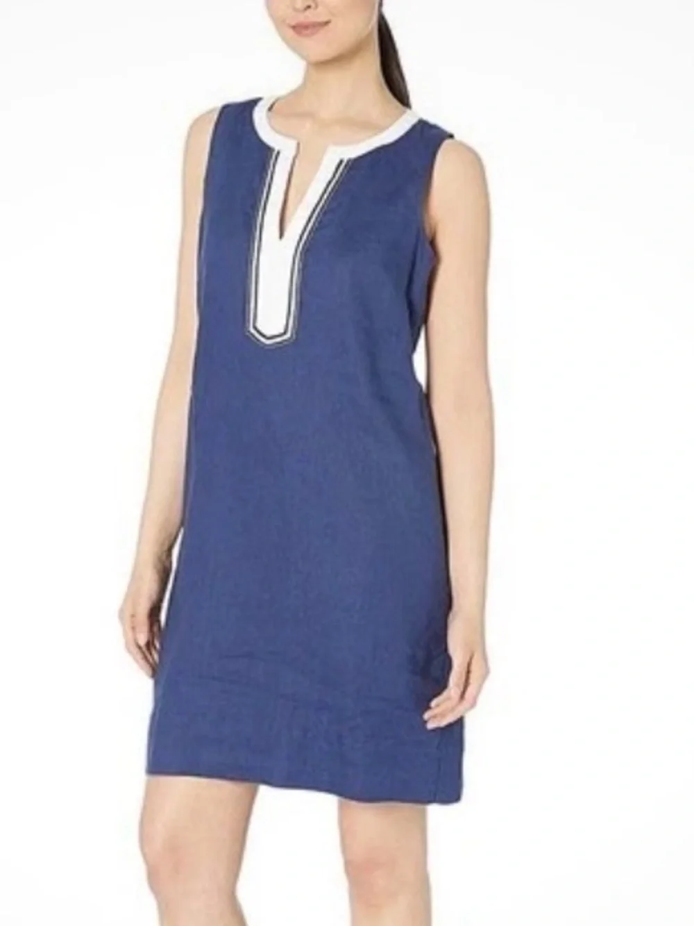 Nwt TOMMY BAHAMA Island Navy Two Palms Shift Dress 100% linen